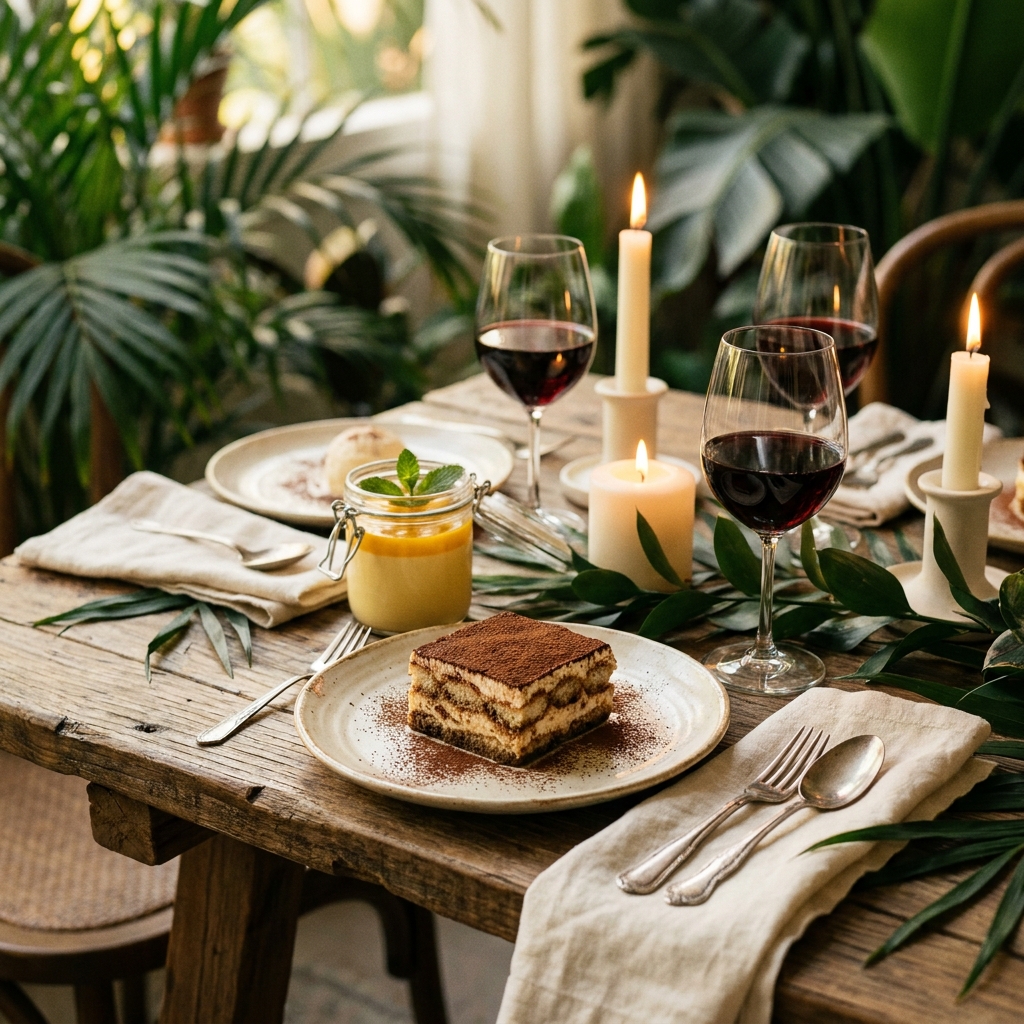 Tiramisu and wines